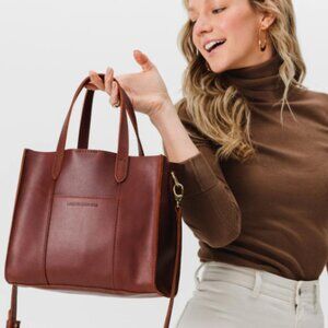 EUC! Portland Leather Lola Crossbody Tote Cognac